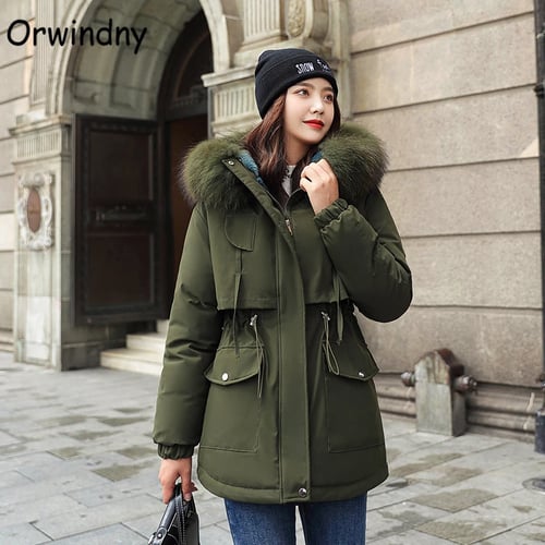 Orwindny Winter Coat Women Thickening Warm Wool Lining Parkas Snow Wear Slim Fashion Female Jacket Plus Size 3xl Padded Clothes Orwindny Winter Coat Women Thickening, Winter Coat Warm Wool