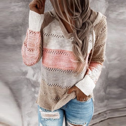 Casual Womens Pullover Knitted Knitwear Sweater Knit Shirt Loose Tops Jumper