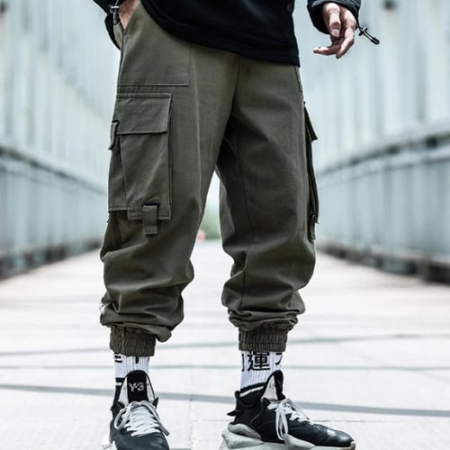 Casual Men Pants Unique Big Pocket Hip Hop Harem Pants Joggers Mens Trousers 