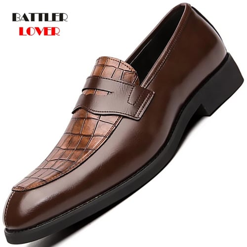 Men Buckle Pointed Toe Rivet Slip on formal Business Dress Leather Shoes 