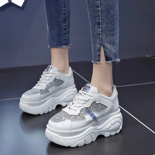 Womens Ladies Chunky Sneakers Trainers Platform Rubber Sole Casual Shoes New 