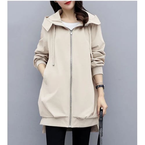 Fashion Women Jacket Coat Hooded Thin Casual Windbreaker Zip Up Long Sleeve Tops