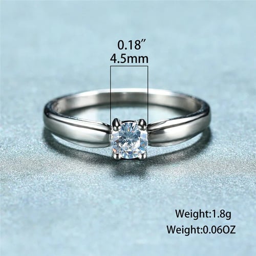 Genuine 925 Sterling Silver Solid Crystal Wedding Engagement Band Ring Jewelry