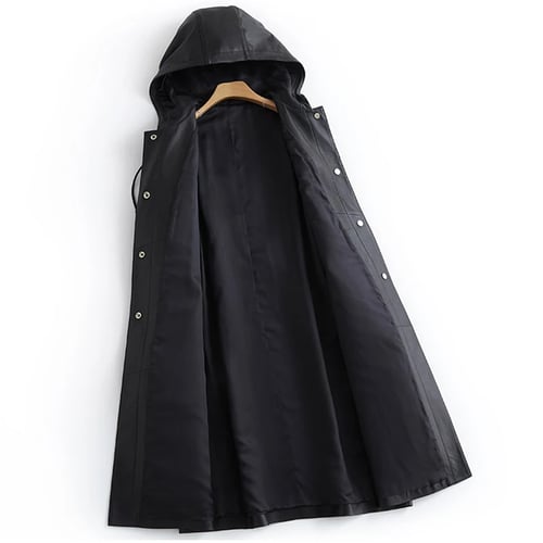 Long Leather Trench Coat, Long Waterproof Trench Coat With Hood Womens