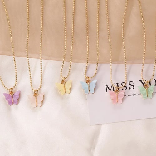 Fashion Women Animals Necklace Teardrop Acrylic Pendant Chain Party Gifts 