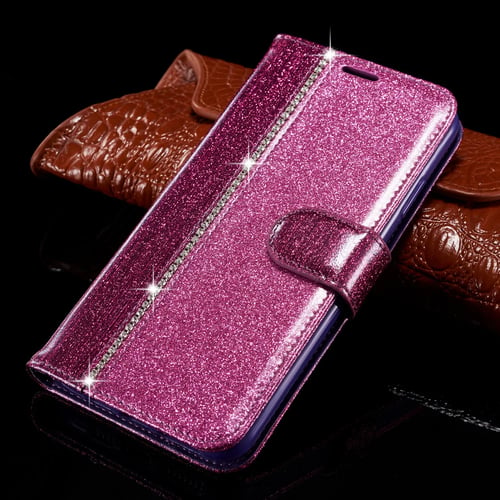 Bling Glitter Designer Diamond Book Flip Wallet Case Cover For Various Models 