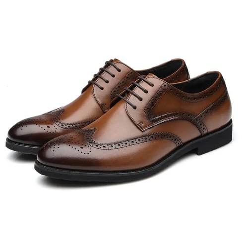 England Mens Formal Shiny Leather Lace UP wedding Brogue Carved Dress Shoes 
