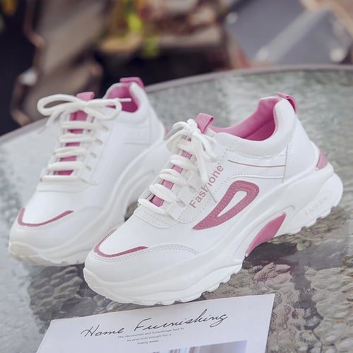 New Women's Fashion Leather Casual Lace Up Sneakers Trainer Shoes 