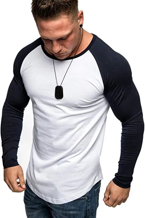 Men's Casual Slim Fit Long Sleeve T-shirt Gym Basic Blouse Tee Muscle Tops New 