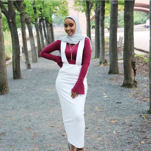 Muslim Women Ladies Long Skirt Bodycon Slim High Waist Stretch Maxi Pencil Dress 