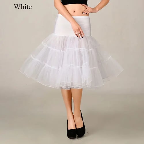 WHITE BRIDAL PROM WEDDING PETTICOAT UNDERSKIRT CRINOLINE Chemise Half Slip Skirt 