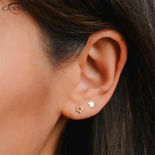 Genuine Sterling Silver Rose Gold Color Big Stud Earrings For Women Unique Ear Jewelry Brincos Gifts