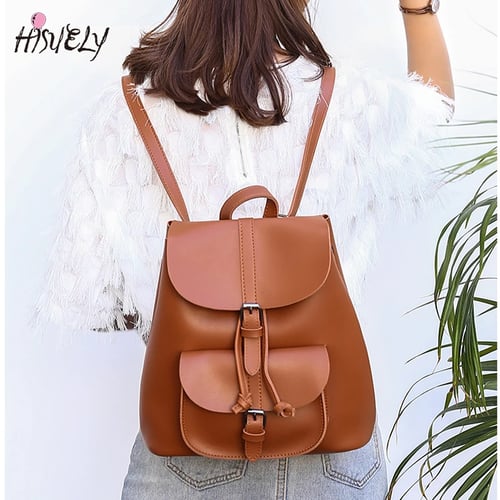 Fashion Women Bag Backpack Drawstring School Shoulder Bag Leather Tassels Casual 