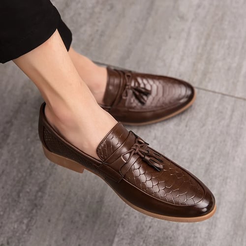 Mens Tassel Pointy Toe Oxford Brogue Dress Formal Business Shoes Loafers British