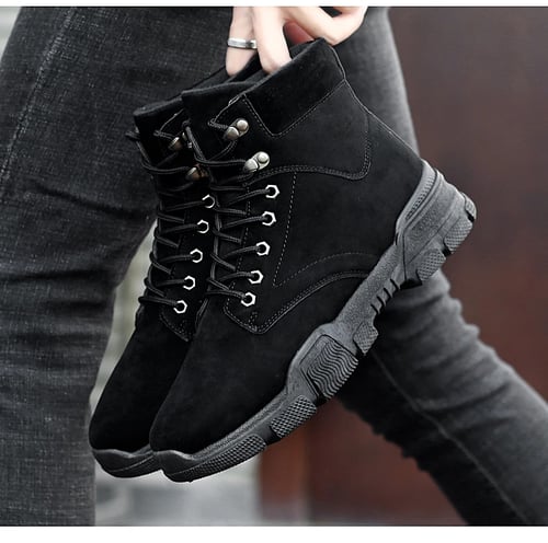 new Men's round toe lace up real leather high top casual Desert work ankle boots 