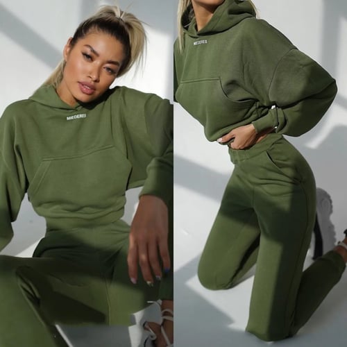 NEW Sporty Women's Hooded Long Sleeves Patchwork Drawstring Casual Tracksuits