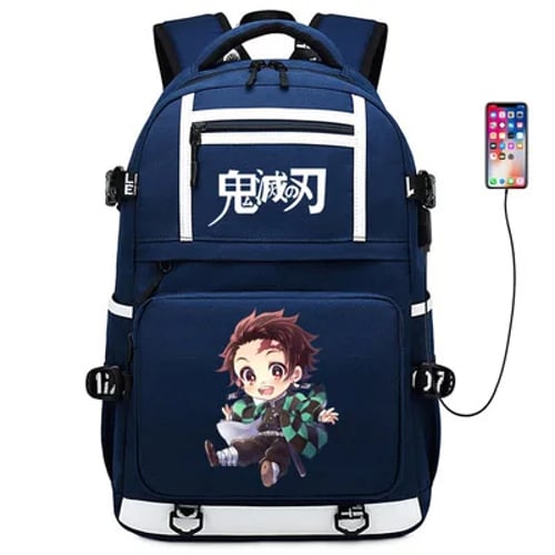Classic College Bookbag Casual Daypack Demon Slayer Kimetsu No Yaiba 17 Inch Laptop Backpacks 