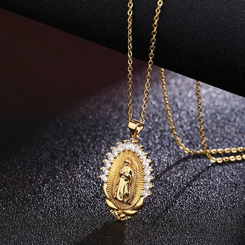 Men Women Catholic Religious Virgin Mary Pendant Necklace Unisex Fashion Jewelry 