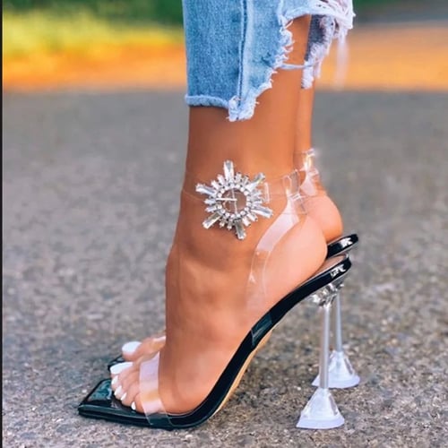 Women Sandals Peep Toe Summer Shoes Transparent High Heels Shoes Casual Fashion Ladies Shoes 43
