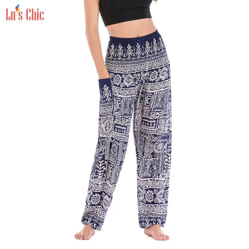 Indian Rayon Pant Women Yoga Pant Fashionable Elasticized & Drawstring Waist Fit 
