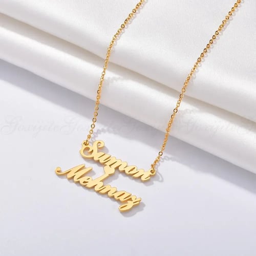 Goxijite Double Name Heart Necklace Custom Names Pendant Necklaces Stainless Steel Gold Nameplate Jewellry Friend Gift Buy Goxijite Double Name Heart Necklace Custom Names Pendant Necklaces Stainless Steel Gold Nameplate Jewellry