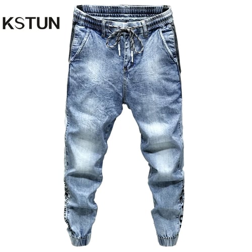 Kstun Jeans Men Light Blue Stretch Jogger Pants Loose Fit Say Hi To The Denim Version Of Sweatpants The Elastic Drawstring Waist Buy Kstun Jeans Men Light Blue Stretch Jogger Pants