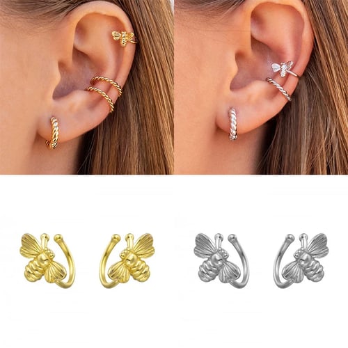 Real 925 Sterling Silver Women Bee AAAA Zircon Stud Earrings Jewellery
