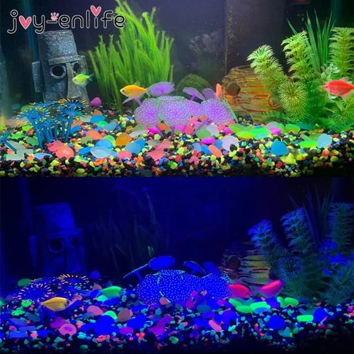 100PCS Glow in the Dark Stones Luminous Pebbles Fish Tank Rock Garden Aquarium 