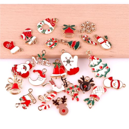 Pendants Earrings Xmas Tree Decor Jewelry Bracelet Mixed Metal Enamel Christmas 