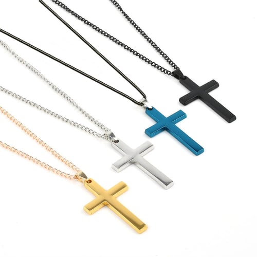 Women Men Fashion Cross Simple Charm Jewelry Pendant Necklace Chain 
