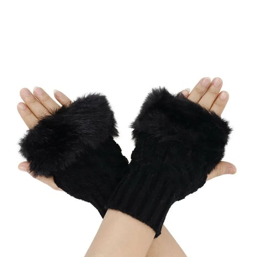 Fashion Women's Ladies Gloves Wrist Mittens Soft Warm Faux Leather Winter Gloves