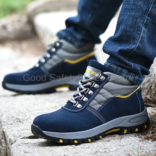 Men's Sude Leather Shoes Work Boots Steel Toe Cap Safety Sports Hiking Trainers 
