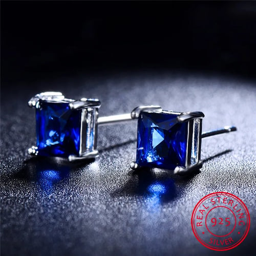 Vintage 925 Silver Blue Sapphire Dangle Drop Earrings Ear Hook Wedding Party New