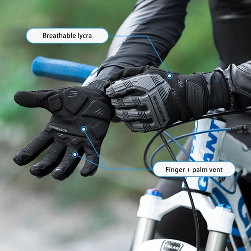 ROCKBROS Winter Full Finger Cycling Gloves SBR Shockproof Touchscreen Warm Glove 
