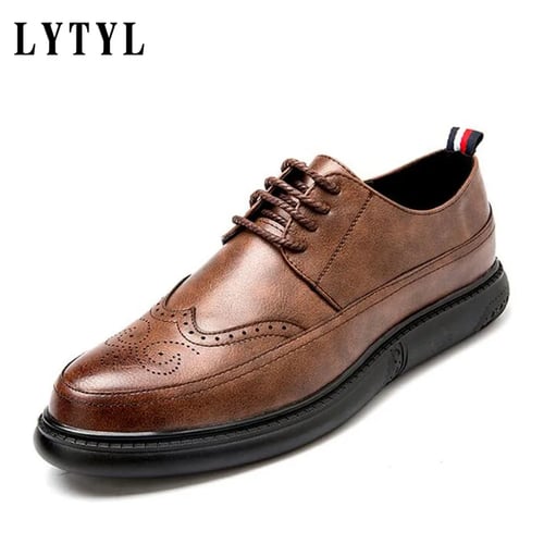 Men Formal Business Dress Leather Shoes Pointed Toe Leisure Retro Casual Oxfords