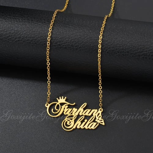 Goxijite Customized Double Name Crown Butterfly Necklace For Women Stainless Steel Initial Letter Chain Necklace Jewelry Gift Buy Goxijite Customized Double Name Crown Butterfly Necklace For Women Stainless Steel Initial Letter