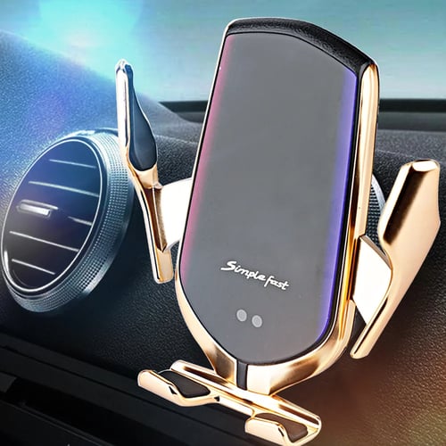 Silver R1 Automatic Clamping Infrared Induction Fast Charging Mobile Phone 10W car Wireless Charger Holder 