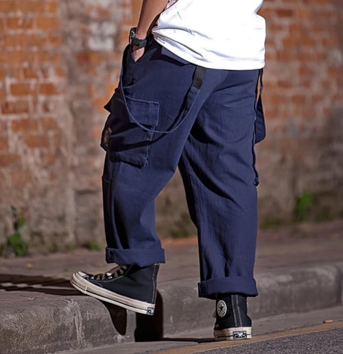 Men Retro Pockets Loose Cargo Jumpsuit Overall Baggy Suspender Bib Pants Trouser