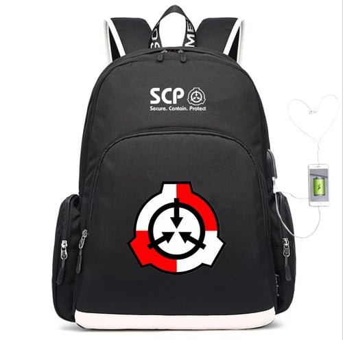 SCP Foundation canvas backapck USB charging travel laptop bags kid's sport bags