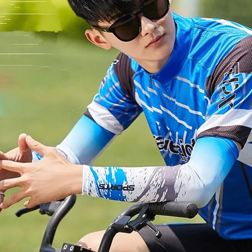 Men Cooling Arm Sleeves Cover Cycling Run Fishing UV Sun Protection Outdoor 
