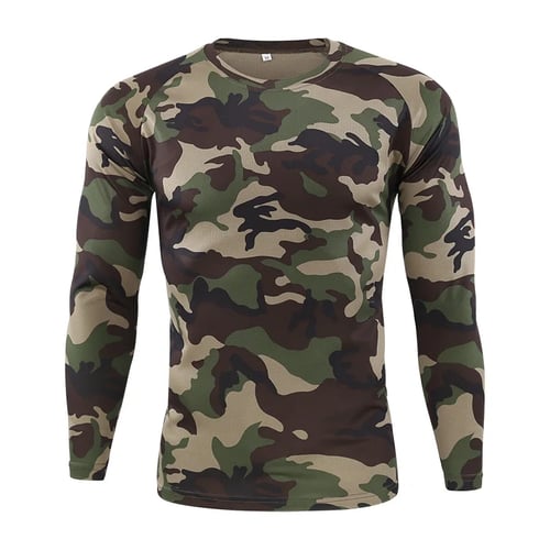 Men Soldier T-Shirt Airsoft Tactical Combat Shirt Pullover Combat Hiking Outdoor 