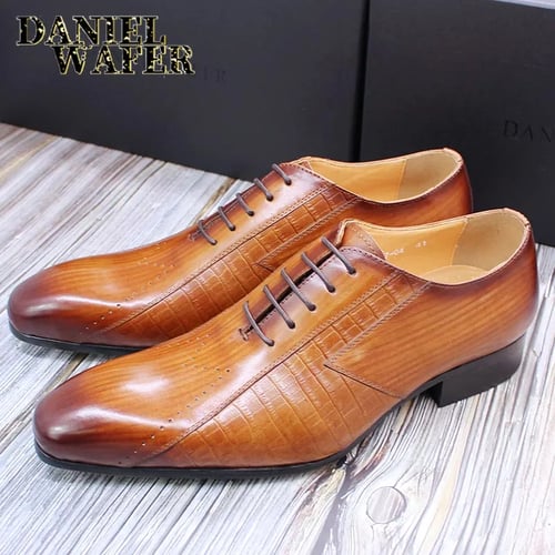 Hot Men Wedding Oxford Crocodile Skin Lace Up Dress formal new Red Shoes  Size 