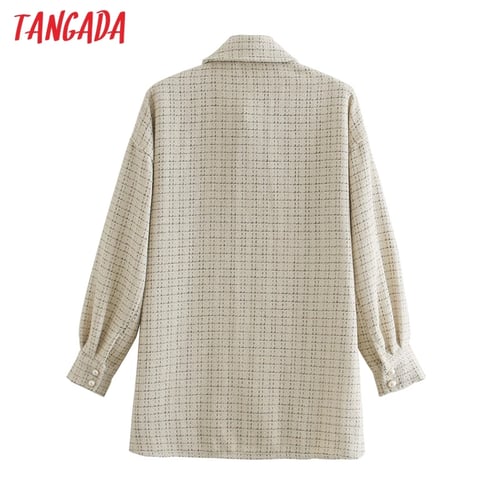Tangada Women Plaid Pattern Thick Coats, Winter Coats Pattern For Ladies 2020