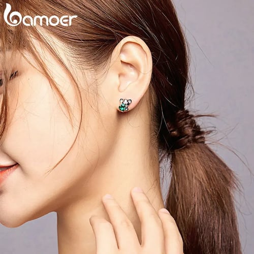 Fashion Gold-color Elephant Stud Earrings for Women Concise Lovely Design Animal Silver Plated Jewelry
