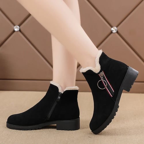 Mens Side Zipper Warm Ankle Boots Flat Casual Faux Suede Winter Snow Shoes Size 
