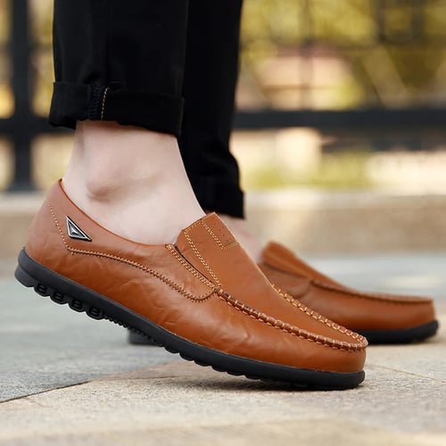 New Men's Genuine Leather Casual Shoes Driving Moccasin Slip On Loafers Shoes