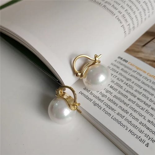 925 Sterling Fashion Women Silver Nature Pearls Ear Stud Earrings Chain Jewelry