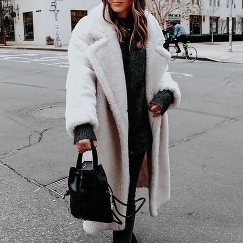 Long Winter Coat Woman Faux Fur, Plus Size Teddy Coat Long Faux Fur