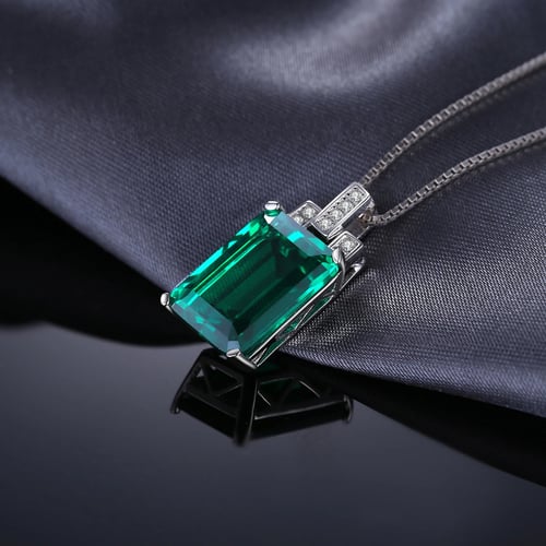 Necklaces Jewelry Gifts Pendants Simulated Nano Emerald Pendant Necklace 925 Sterling Silver Gemstones Choker Statement Necklace Women Without Chain