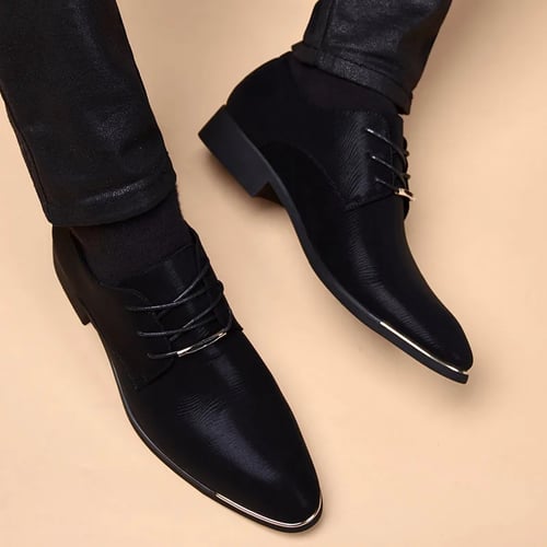 Business Dress Men Formal Shoes Wedding Fashion Leather Shoes Flats Oxford Shoes for Men Pointed Toe,Black,8.5 